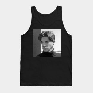 black and white pixel art of a man Tank Top